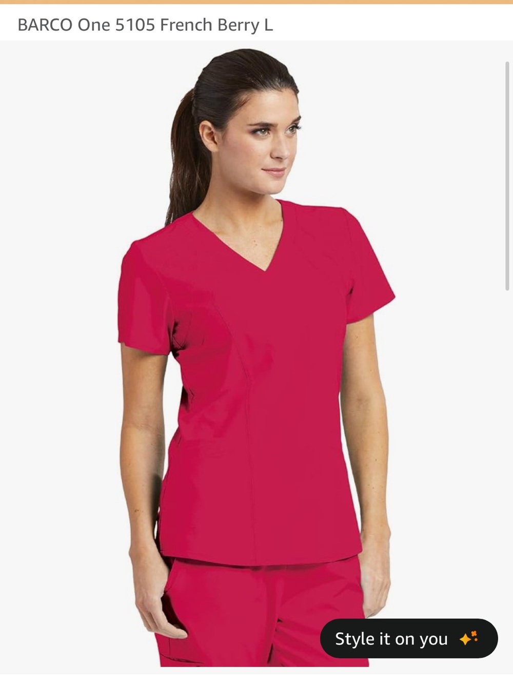 Women's Barco One V-Neck Scrub Top- French berry
